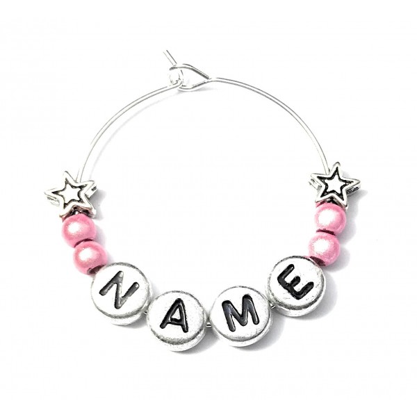 Personalised Name Wine Glass Charm with Stars